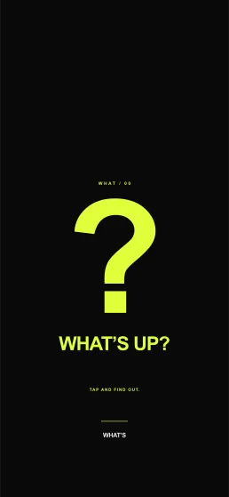 SIGNAL ? wallpaper preview: an acid-lime question mark on black, with clear space for the clock.